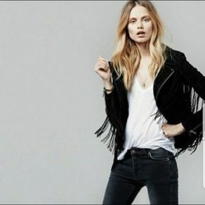 Black suede fringe jacket